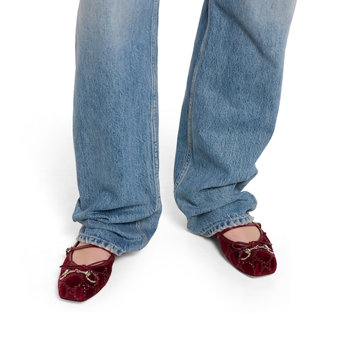 여성 GG 크리스털 구찌 홀스빗 플랫 슈즈