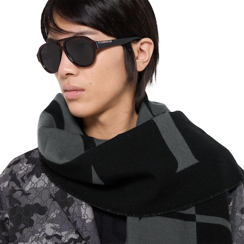 Wool scarf with Gucci logo
