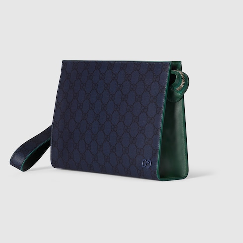 Cartera de mano con ribete verde mediana