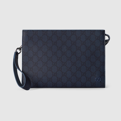 Cartera de mano ribete azul empolvado mediana