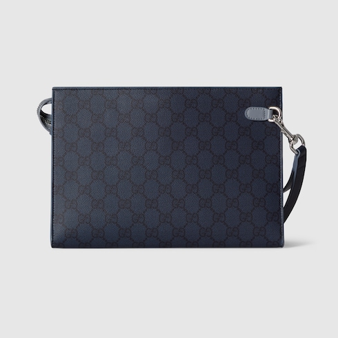 Cartera de mano ribete azul empolvado mediana