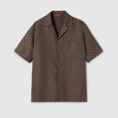 Camicia bowling in tessuto GG in misto lino