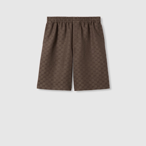 Short en toile en mélange de lin à motif GG