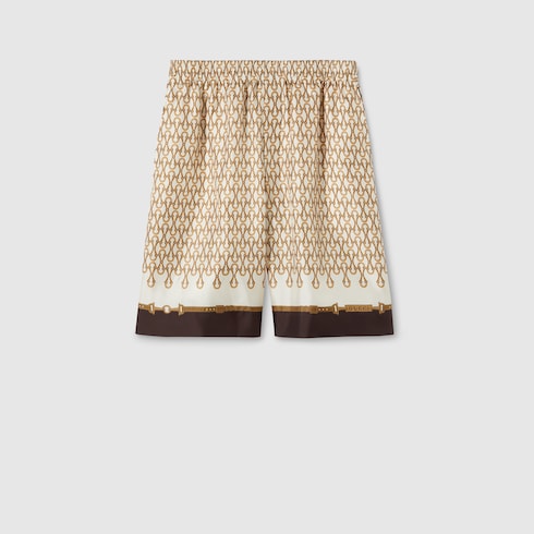Printed silk twill shorts