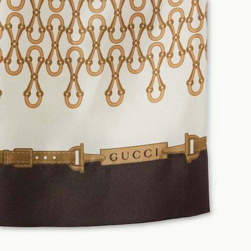 Printed silk twill shorts