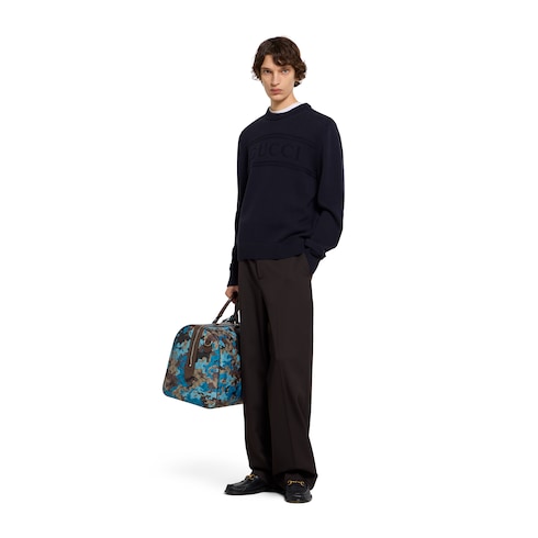 Knit cotton wool jumper with intarsia