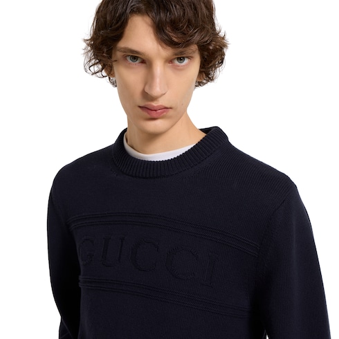 Knit cotton wool jumper with intarsia