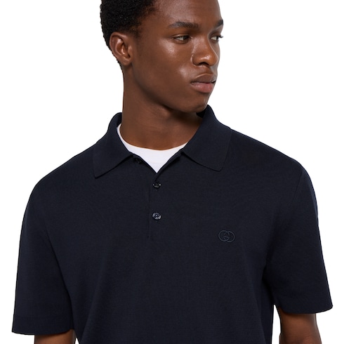 Silk cotton polo shirt with embroidery