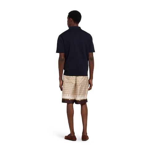 Silk cotton polo shirt with embroidery