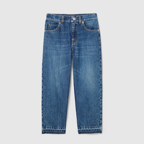Pantalone bambino in denim effetto schiarito