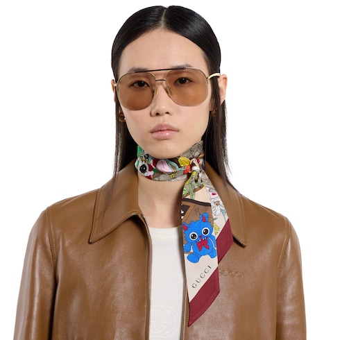 Gucci Besties Band aus Seidentwill mit Print