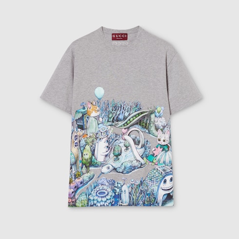 日本限定 ヒグチユウコ コットンジャージー Tシャツ ・グレー | GUCCI公式