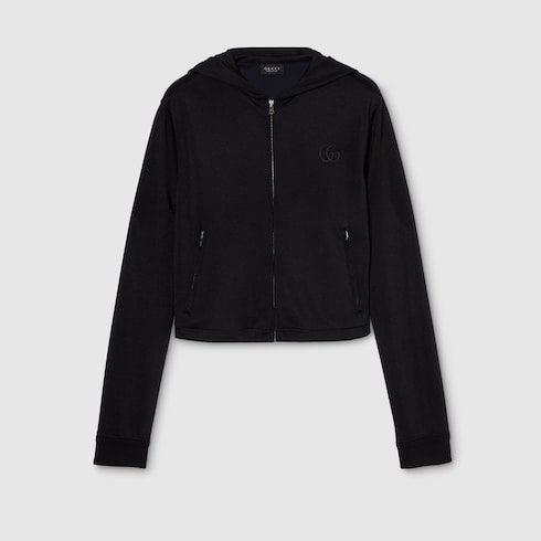 Jersey zip jacket with embroidery