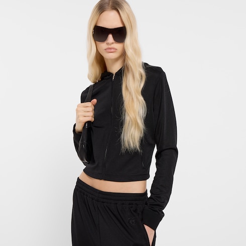 Jersey zip jacket with embroidery