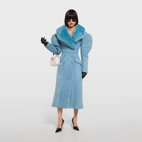 Manteau long en shearling doux