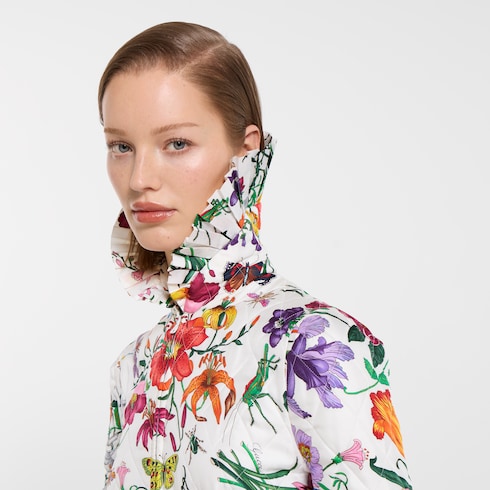 Robe longue en twill matelassé à imprimé