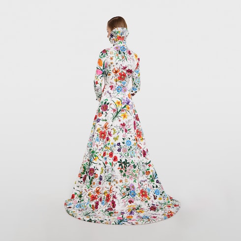 Robe longue en twill matelassé à imprimé