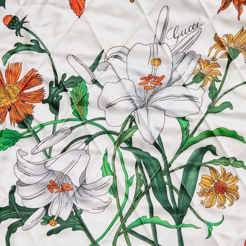 Printed quilted twill long dress