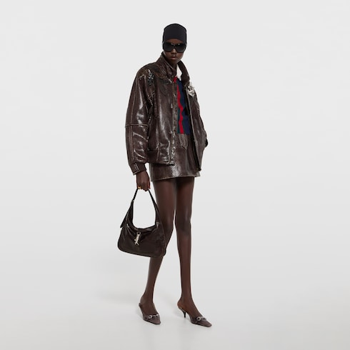 Mittelgroße Gucci Jackie 1961 Tasche aus Pythonleder