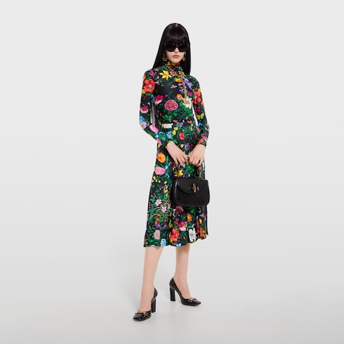 Printed sparkling jersey turtleneck