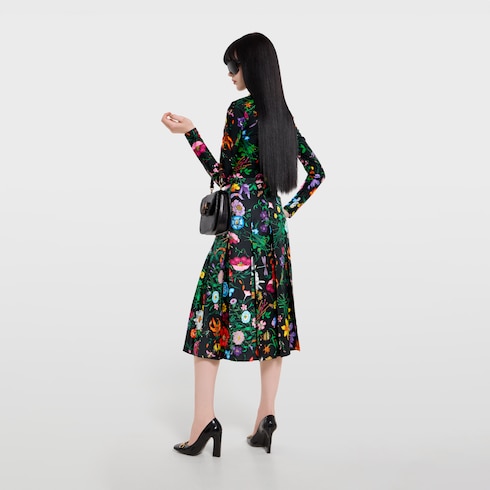 Printed sparkling jersey turtleneck