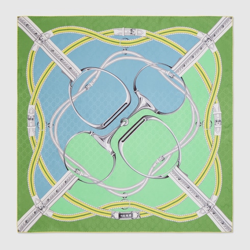 Vierecktuch aus Seidenjacquard mit Print