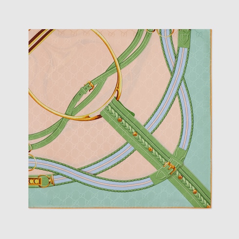 Carré in seta jacquard stampata