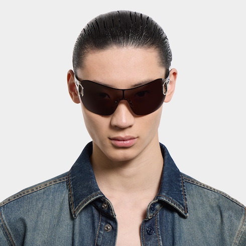 Rahmenlose Sonnenbrille in Maskenform