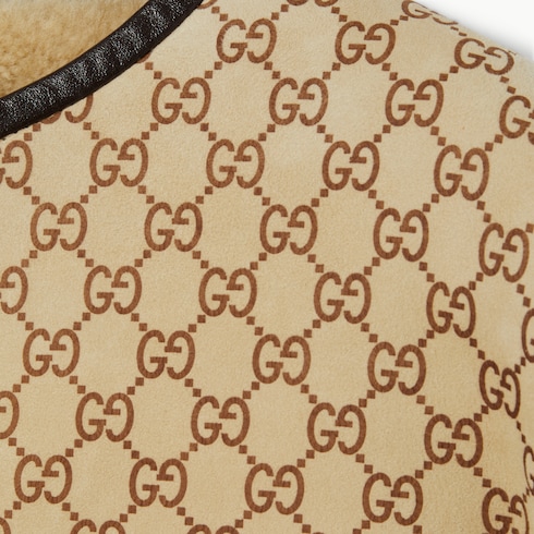 Printed GG shearling jacket