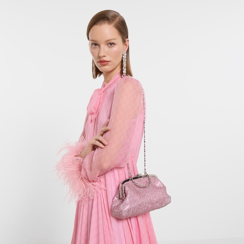 Crystal medium evening top handle bag