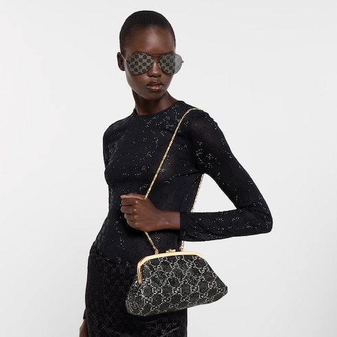 Crystal medium evening top handle bag