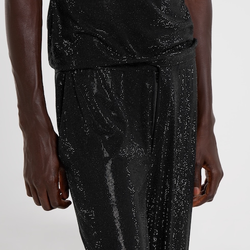 Silk chiffon pants with crystals