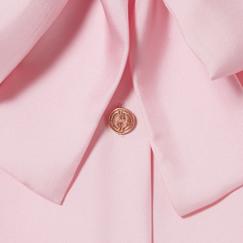 Camicia in twill di seta con fiocco