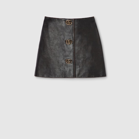 Leather with aged effect mini skirt
