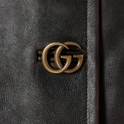 Leather with aged effect mini skirt