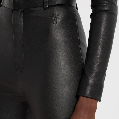 Cuir contrecollé et legging en coton stretch