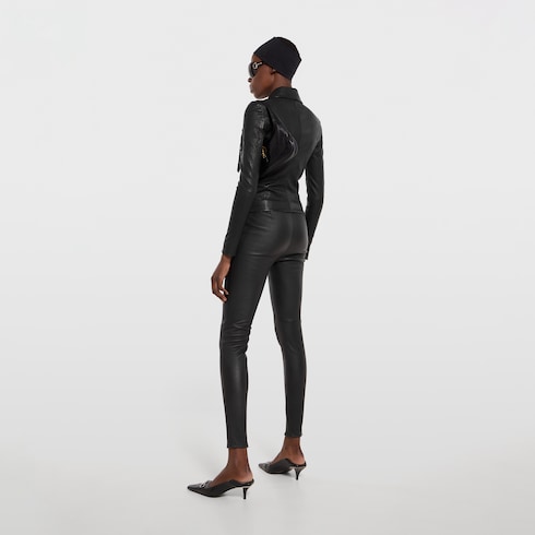 Bonded leather with stretch cotton leggings