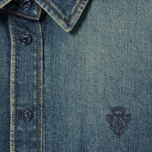 Chemise en denim de coton avec broderie