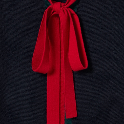 Robe en maille de laine et cachemire avec bande Web