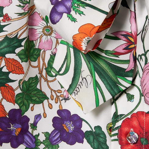 Printed silk twill shirt with bow in multicolor | GUCCI® US