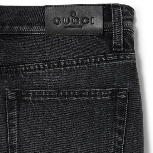 Short de denim de algodón con Horsebit