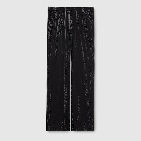 Silk chiffon pants with crystals