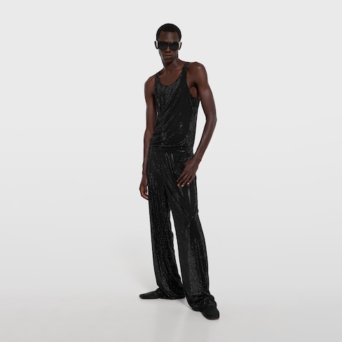 Silk chiffon pants with crystals