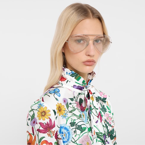 Robe longue en twill de soie imprimé