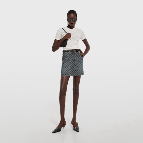 Thin belt with Interlocking G buckle