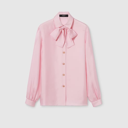 Camisa de sarga de seda con lazo