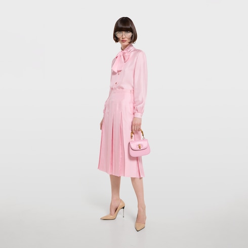 Silk twill shirt with bow