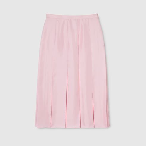 Falda midi plisada de sarga de seda