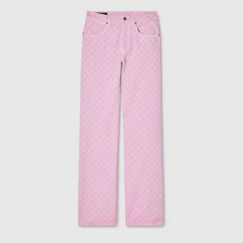 GG cotton denim jacquard pants
