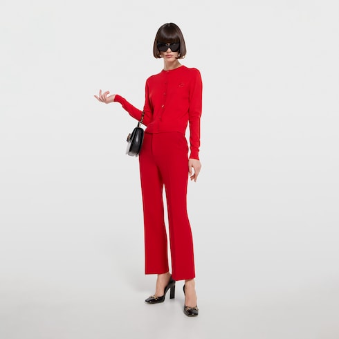 饰刺绣针织羊毛开衫